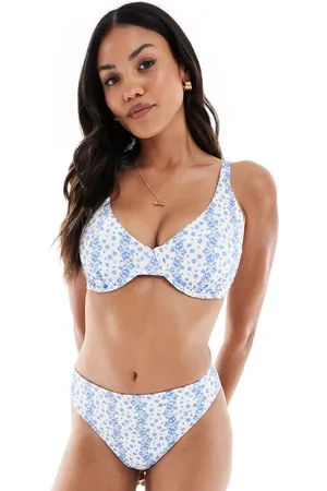 Hollister – Curvy – Knapp geschnittener Slip in geblümt mit hohem Bund, Kombiteil