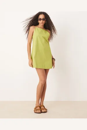 ASOS – Weites Minikleid in leuchtendem mit U-Boot-Ausschnitt