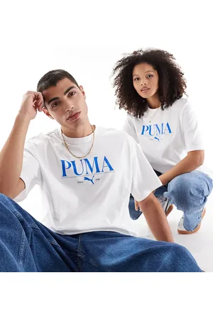 PUMA – Terrace – T-Shirt in und Blau mit mittigem Logo