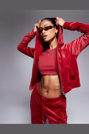 Juicy Couture – Kapuzenjacke aus Velours in mit durchgehendem Reißverschluß, Kombiteil