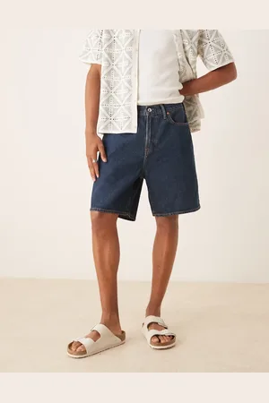 Abercrombie & Fitch – Locker geschnittene Jeansshorts in Indigoblau