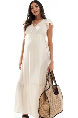 Mama;licious Mamalicious Maternity – Maxikleid in Hellbeige, Umstandsmode