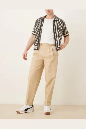ASOS – Elegante, schmal zulaufende Oversize-Chinohose aus Baumwolle in Steinbeige