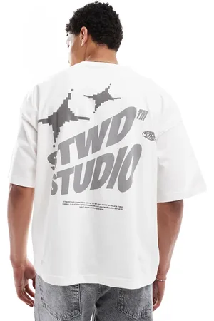 Pull&Bear – T-Shirt in mit „STWD“-Rückenprint