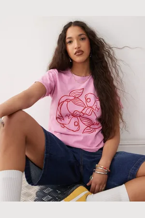 Reclaimed – Knapp geschnittenes T-Shirt in mit Fisch-Print