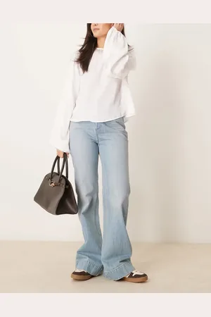 Free People – Cerine – Locker geschnittene Bootcut-Jeans in Hellblau