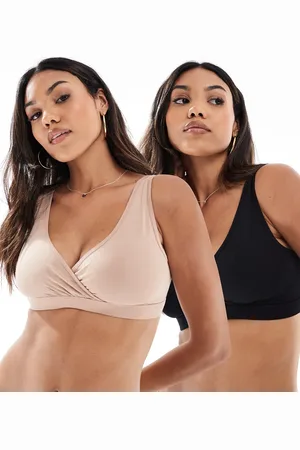 Lindex Maternity – 2er-Pack Wickel-BHs in Schwarz/Beige