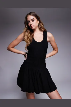 River Island – Leinen-Minikleid in mit Ballonsaum