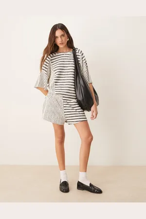 ASOS – Strukturierte Shorts mit Streifen-Mix, Kombiteil