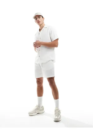 Only & Sons – Schlupfshorts in Ecru mit Waffelstruktur, Kombiteil