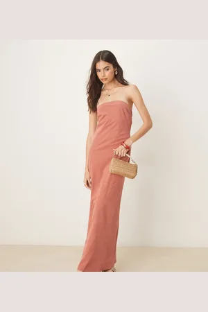 ASOS ASOS DESIGN Tall – Trägerloses Maxikleid in Terracotta