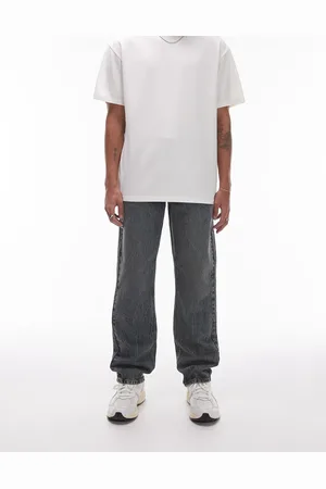 Topman – Straight Jeans in marmorblauer Waschung
