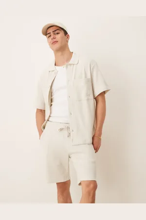 Calvin Klein – Robuste Shorts in Wollweiß mit Waffelstruktur