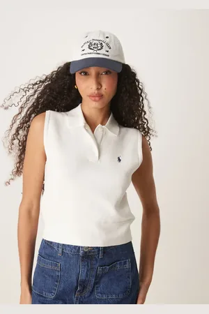Ralph Lauren – Ärmelloses, gestricktes Polo-Trägertop in mit Markenlogo