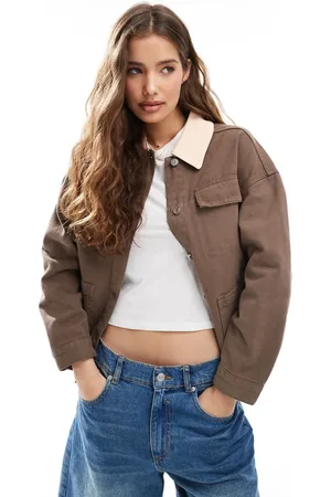 ASOS – Barn-Jacke aus Denim in mit Kontrastdetail
