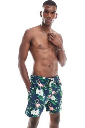 JACK & JONES – Badeshorts in mit Flamingo-Print