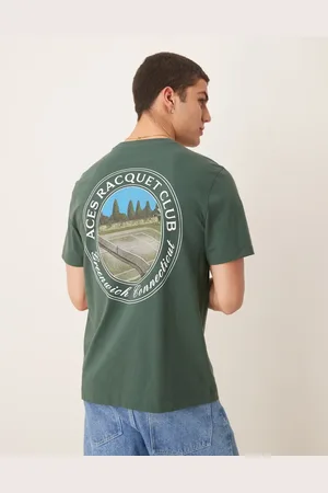 Abercrombie & Fitch – Klassisches T-Shirt in mit Tennisprint am Rücken