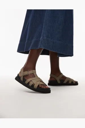 Topshop – Jason – Flache Sandalen aus Wildleder in