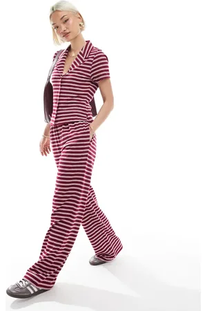 ASOS – Hose in Burgunderrot mit weitem Bein, Kombiteil