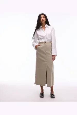 ARKET – Wadenlanger Utility-Rock aus Leinen in Beige
