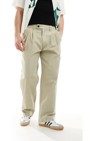 JACK & JONES – Bill – Hose in Beige mit Bundfalte und weitem Schnitt