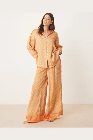 Free People – Dreamy Days – Pyjamaset in Orange mit Muster