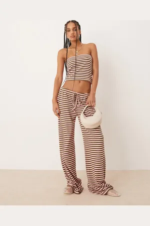 ASOS – Weit geschnittene Hose in Grün und Rosa gestreift, Kombiteil