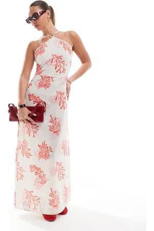 VERO MODA – Maxikleid mit Neckholder und Korallenmuster