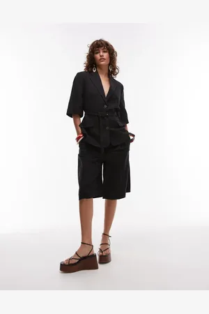 MANGO – Longline-Bermudashorts aus Leinenmix in