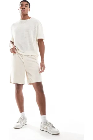 JACK & JONES – Shorts aus Leinenmix in Cremeweiß