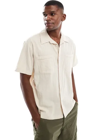 Only & Sons – Kurzärmliges Freizeithemd in Beige mit Kragen