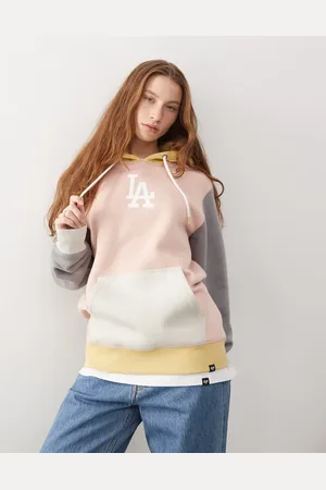 47 Brand – LA Dodgers – Kapuzenpullover in Beige mit Design in verschiedenen Kontrastfarben