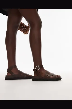 Topshop – Jady – Flache Sandalen in Schokobraun