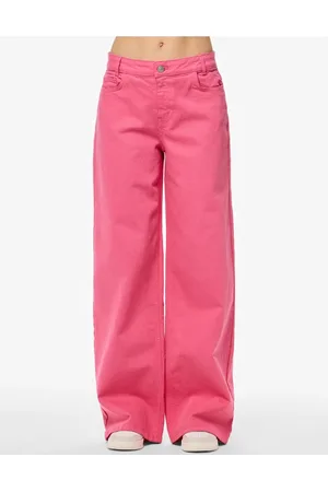 Pieces® – Weit geschnittene Jeans in Limonadenrosa