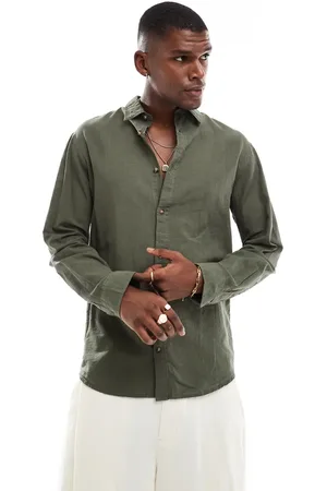 JACK & JONES – Leinenhemd in Khaki