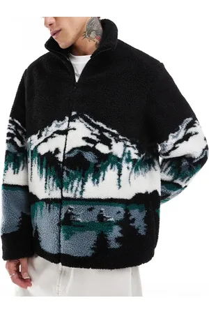 ASOS – Jacke aus Teddyfell in mit Landschaftsprint