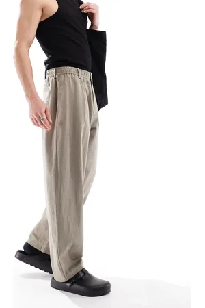 Bershka – Elegante Balloon-Hose aus Leinen in Beige