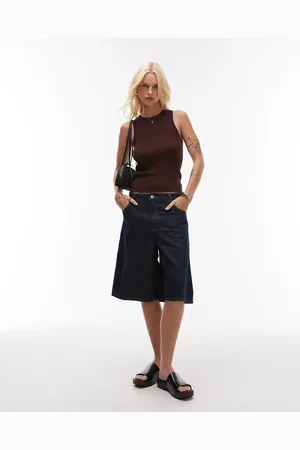 MANGO – Bermuda-Jeansshorts in dunkelblauer Waschung