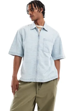 Pull&Bear – Jeanshemd in mit unebener Struktur