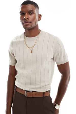 New Look – Kurzärmliges Polohemd aus Strick in Wollweiß