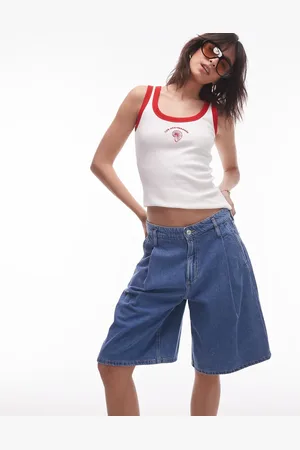 MANGO – Bermuda-Jeansshorts in Hellblau