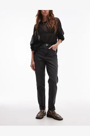 Topshop Hourglass – Original – Mom-Jeans in schwarzer Waschung mit hohem Bund