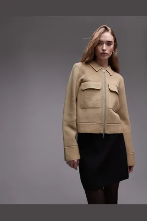 ARKET – Kompakte Utility-Strickjacke aus reiner Baumwolle in Dunkelbeige