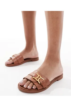 Aldo – Dallaedar – Flache Sandalen aus Leder in Hellbraun