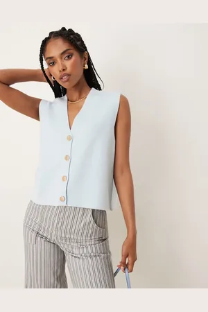 ASOS – Strukturierte, kastige Weste in Blau
