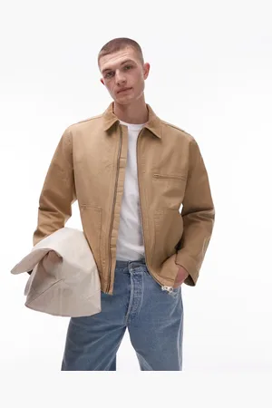 ARKET – Workwear-Truckerjacke aus Canvas in Beige mit Reißverschluss