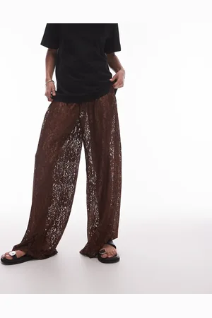 Topshop – Weit geschnittene Hose aus Spitze in