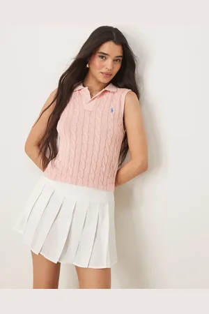 Ralph Lauren – Gestricktes Polo-Trägertop in mit Markenlogo und Zopfmuster