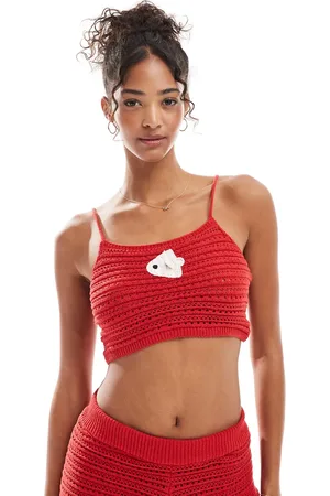 Stradivarius – STR – Gehäkeltes Cropped-Oberteil in , Kombiteil