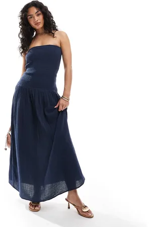 Pull&Bear – Gerafftes Maxikleid in